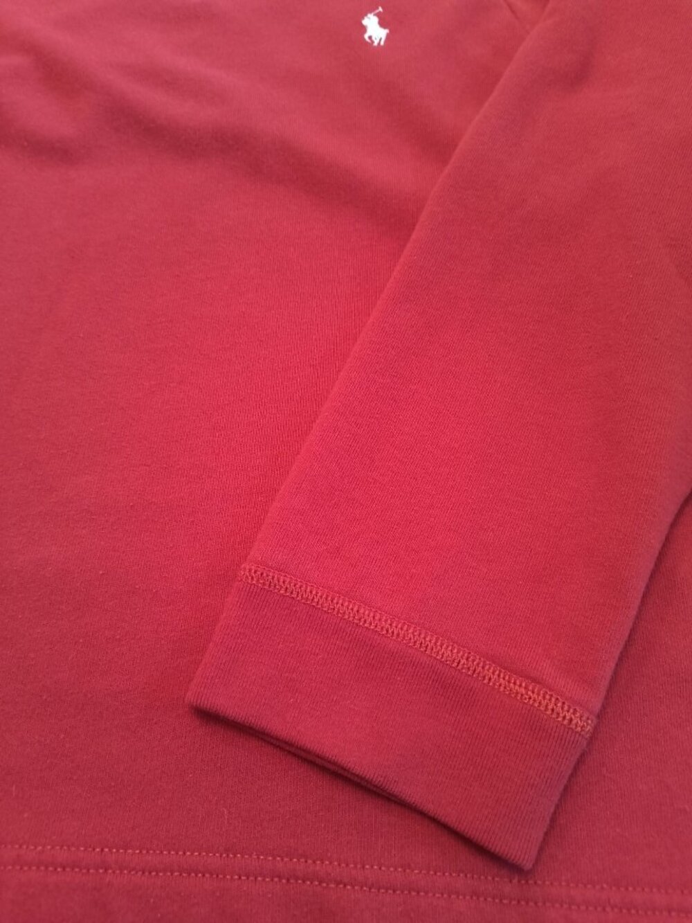 Polo Ralph Lauren Red Long Sleeve Sweatshirt L White Logo Crewneck Cotton Blend - Picture 2 of 8